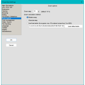 Settings: Zoom tab